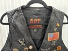 Hot Leathers Black Leather Motorcycle Biker Vest Harley Back Patch Sz 48 Pins
