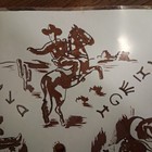 1950s Vintage Glass Ceiling Light Shade Western Cowboy Rodeo