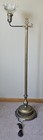 Vintage Brass Floor Lamp Dual Light Bridge Arm Glass Shade Night Light Art Deco