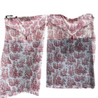 Set Of 2 Sheer Vintage Waverly Red Toile Drapery   Valence Country Life Weekend