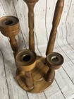 Mid Century Vintage 5-tier Wooden Spiral Candle Holder Spindles Candelabra