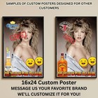 Sexy Pinup Girl Custom Alcohol Poster Any Beer Whiskey Tequila Vodka Brand   292