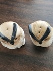 Set Porcelain Ceramic Vintage Hand Painted Owl Salt   Pepper Shakers
