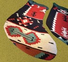2- Vtg Handmade Turkish Kilim Wool   Taffeta Handmade Stockings