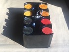 Vintage 1930s Very Rare Black Bakelite Catalin Poker Caddy   Swirl Chips 753 Grs