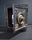 Antique Vintage Cast Iron Miniature Toy  security Safe Deposit  Combination Bank