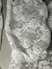 White Lace Gloves Womens Medium Sheer Floral Dressy Ruffle Cuff Wedding Vintage