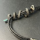 Vtg 70s Rattle Snake Bolo Tie Native Southwest Silver Tone Turquoise Eyes Tail