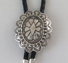 Sterling Silver Ornately Stamped Scalloped Southwestern Bolo Tie