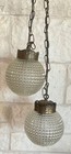 Vintage Two Light Hanging Swag Light With Glass Shades  Mcm  Beautiful