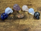 6 Mini Crystal Skull Carvings Amethyst Rose Quartz Agate Obsidian Opalite Lapis