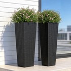 Set Of 2 32  Resin Tall Planters With Drainage Holes For Outdoor Garden Plants