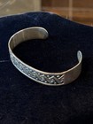 Vintage Signed Tv-55 Taxco Mexico Sterling Silver Geometric Cuff Bracelet