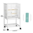 41 Inch White Bird Cage Large Parrot Cage W  Tray Food Boxes And Wooden Perches
