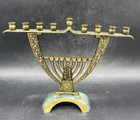 Vintage Brass Jewish Hebrew Hanukkah Menorah Judaica Judaism Jerusalem Israel