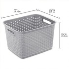 Tall Weave Baskets  Plastic Decorative Storage Organizer Bin  Cement Gray