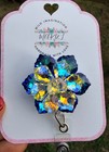 Wild Imagination Handmade Floral Crystal Flower Badge Reel Retractable Id Holder
