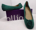 Ollio Women s Shoes Faux Suede Flower Ribbon Ballet Flats Green Sz 8