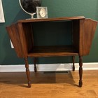 Vintage Wood Side Magazine Record Holder Table Ornate Legs Mid Century Mcm Retro