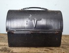Vtg  Kst King-seeley Thermos Product Black Metal Lunchbox Domed Tin Box 10x 8x5