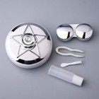 Portable Beauty Lens Care Double Box Contact Lens Case silver 