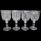 Vintage Libbey Hobstar Pattern 7  Stem Water Goblet Glasses Set Of 4 No Chips