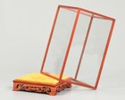 Transparent Glass Doll Art Jewelry Dust Cover Rosewood Trim Base Display Case