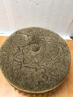 Vintage Needlepoint 14   Round Tassels Fringe Footstool Wood 10  Tall
