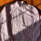 Peter Millar Men s Pink blue Plaid Long Sleeve Dress Shirt Size L