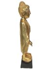 Beautiful Vintage Wood Carved Burmese Style Gold Buddha From Thailand