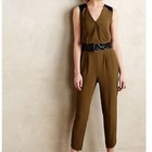 Anthropologie Leifsdottir Sani Lace Jumpsuit Geeen Black Size 4