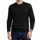 New - Polo Ralph Lauren Men s Cable-knit Crew Cotton Sweater    Black   M - Xxl