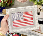 Patriotic Floral Flag Hanging Frame Sign  10  X 8  By My Texas House