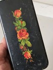 Antique Metal Singer Sewing Accessory Box Floral Design W 1890 s Contents Euc 