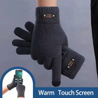 Winter Gloves For Men Touch Screen Cycling Windproof Wool Knit Thick Fleece Offi