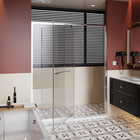 Hinged Shower Door Tempered Glass Swing Door Stainless Steel Handle 