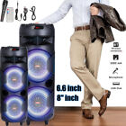 Audio Portable Bluetooth Speaker Sub Woofer Heavy Bass Pa Sound System Led   Mic