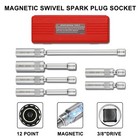 6pc 3 8 dr  Magnetic Swivel Spark Plug Socket Set Include 9 16  5 8  13 16  14mm