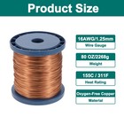 16 Awg Magnet Wire  16 Gauge 80 Oz Enameled Copper Wire  155c 311f 