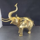 Large Vintage Solid Brass Elephant Statue 13  Tall 15  Long Heavy 5 9 Lbs Trunk