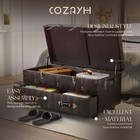 Cozayh Vintage Storage Bench  Upholstered Wooden Ottoman Chest Box  Black Brown