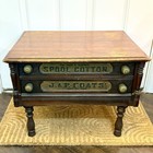 Rare Antique 1800   s J   P Coats Spool Two Drawer Cabinet   Added Vtg Legs  See      