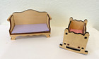 Barbie Sized Wooden Dollhouse Furniture Wood Kidkraft Sofa  Tables  Chairs  8 Pc