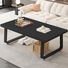  Black Modern Coffee Table  Rustic Wood And Metal Center 39 Inch Black Oak