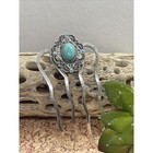 Western Blue Turquoise Hair Pin Clip Sltone Southwest Comb Barrette Stone Large