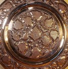 Rare Large Middle Eastern Pierced Copper Wall Plate W embossed Leaf Design 23  D