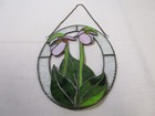 Beautiful 8x10 Oval Stained Glass Flowers Blooming Hanging Wall window Art