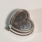 Vintage Brighton Heart Filigree Pill Box Silver Rhinestone Enamel 1 5x1 