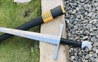 Hand-forged Medieval Arming Sword Full Tang Carbon Steel Blade Leather Wrap Gift
