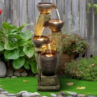 Decorative Outdoor Water Fountain Multi-tiered Resin Cascade With Led Lighting
